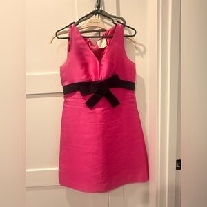 Pink Sleeveless Dress with Black Bow